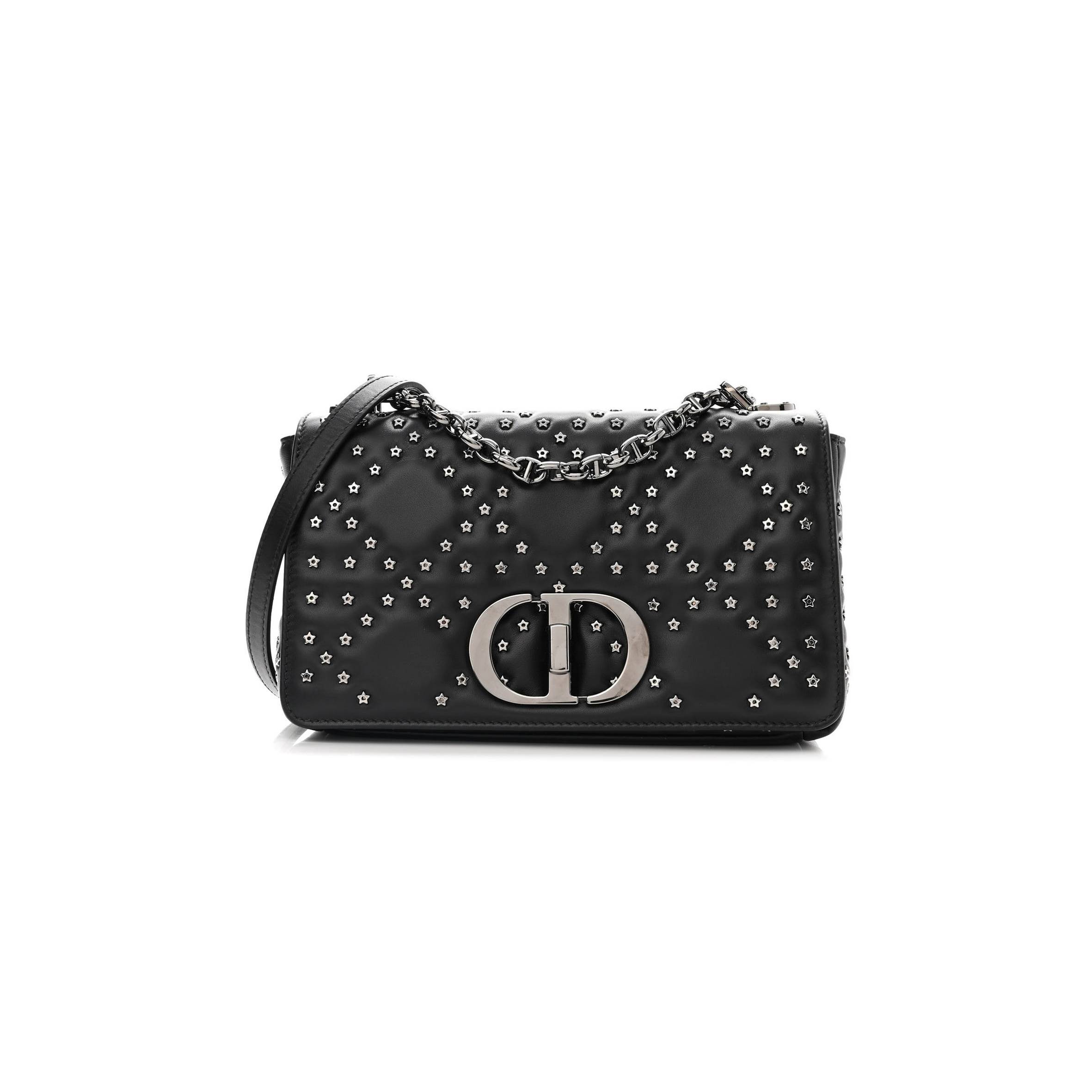 D*or calfskin lucky star macrocannage medium caro bag black (25*15*8.3cm)