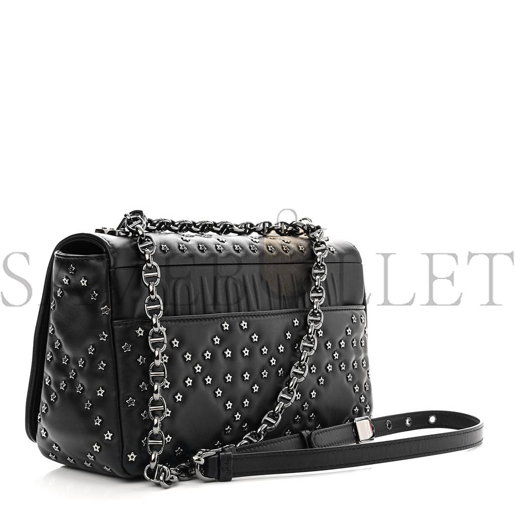 D*or calfskin lucky star macrocannage medium caro bag black (25*15*8.3cm)