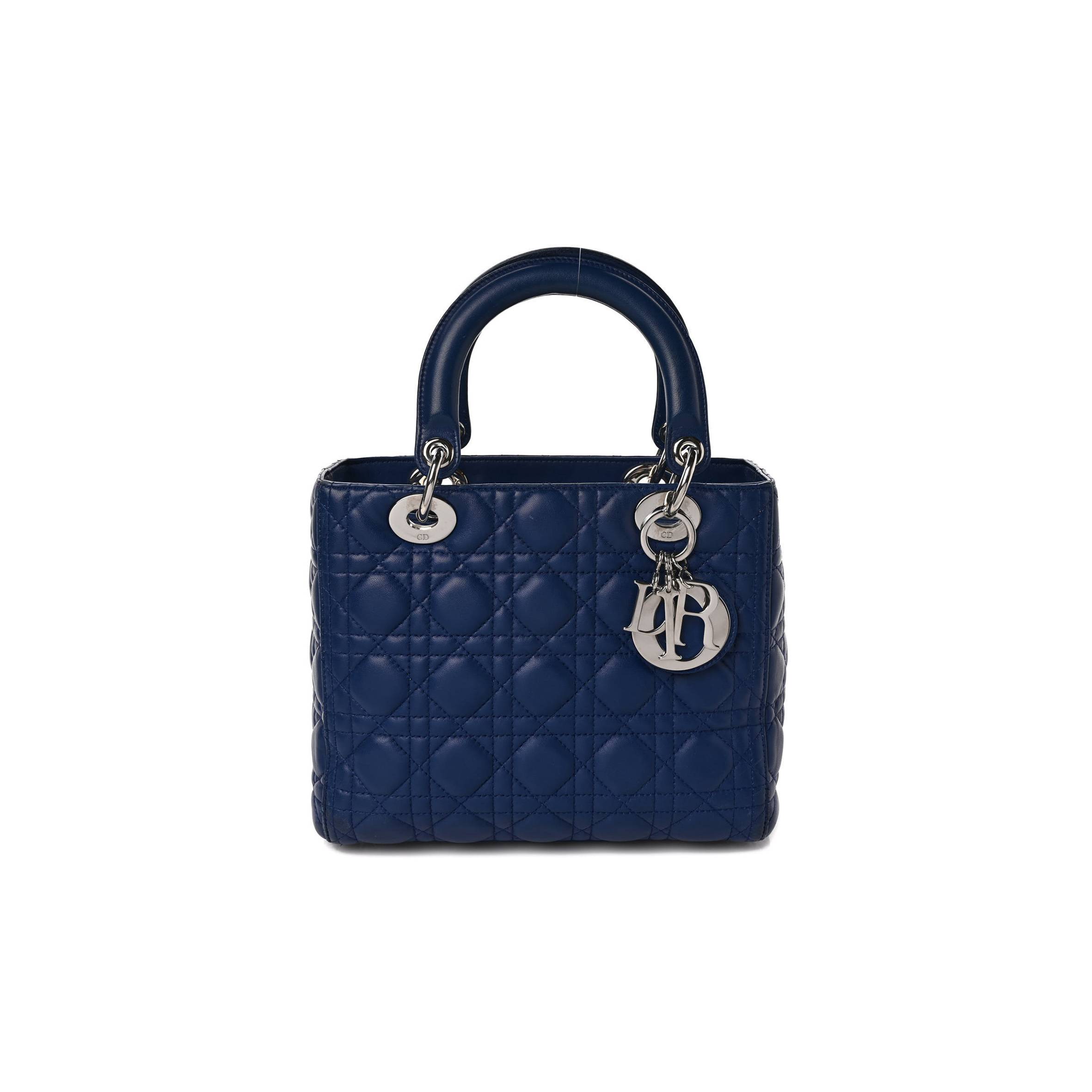 D*or lambskin cannage medium lady D*or navy (24*20*11.4cm)