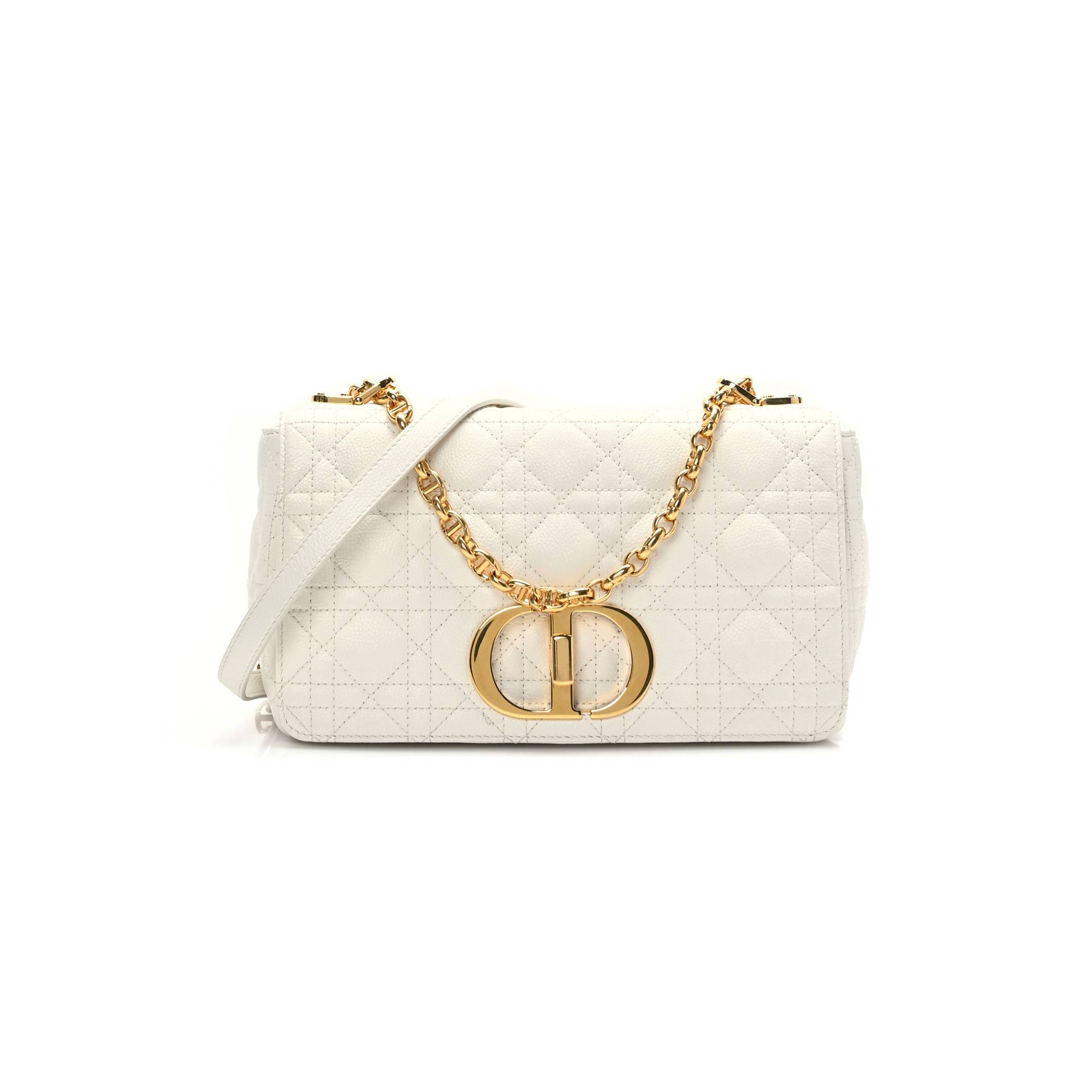 D*or supple calfskin cannage medium caro bag ivory (25*15*8.9cm)