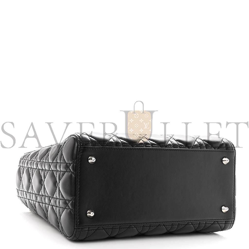 D*or lambskin cannage medium lady D*or black (24*20*12.7cm)