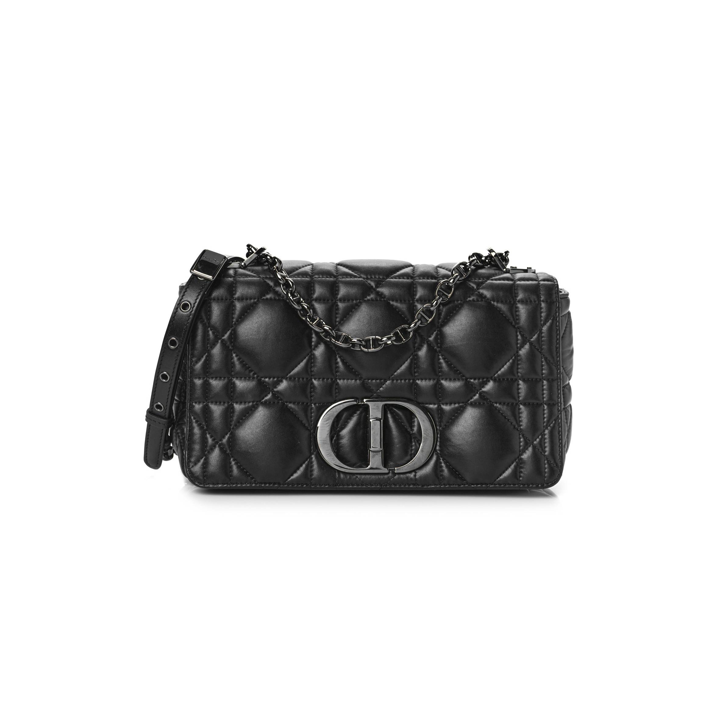 D*or calfskin macrocannage medium caro bag black (26*15*9.5cm)