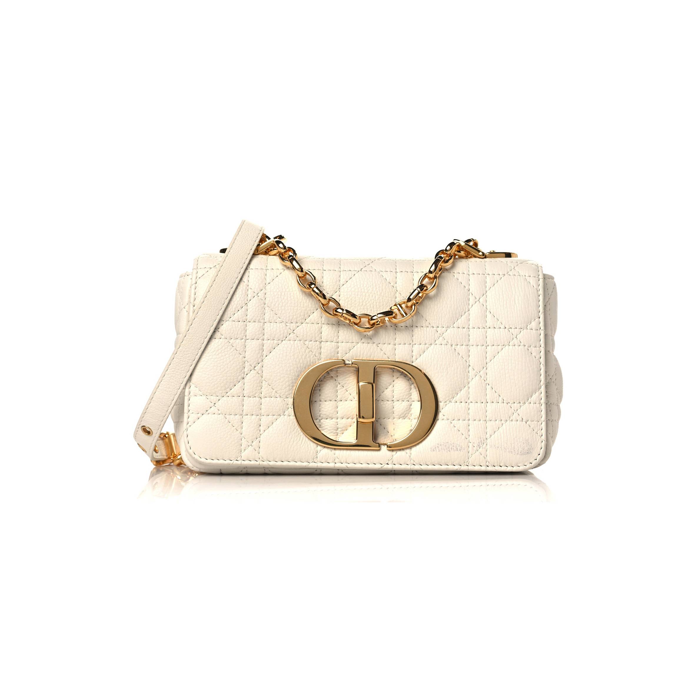 D*or calfskin cannage small caro bag ivory (20*11*7.6cm)