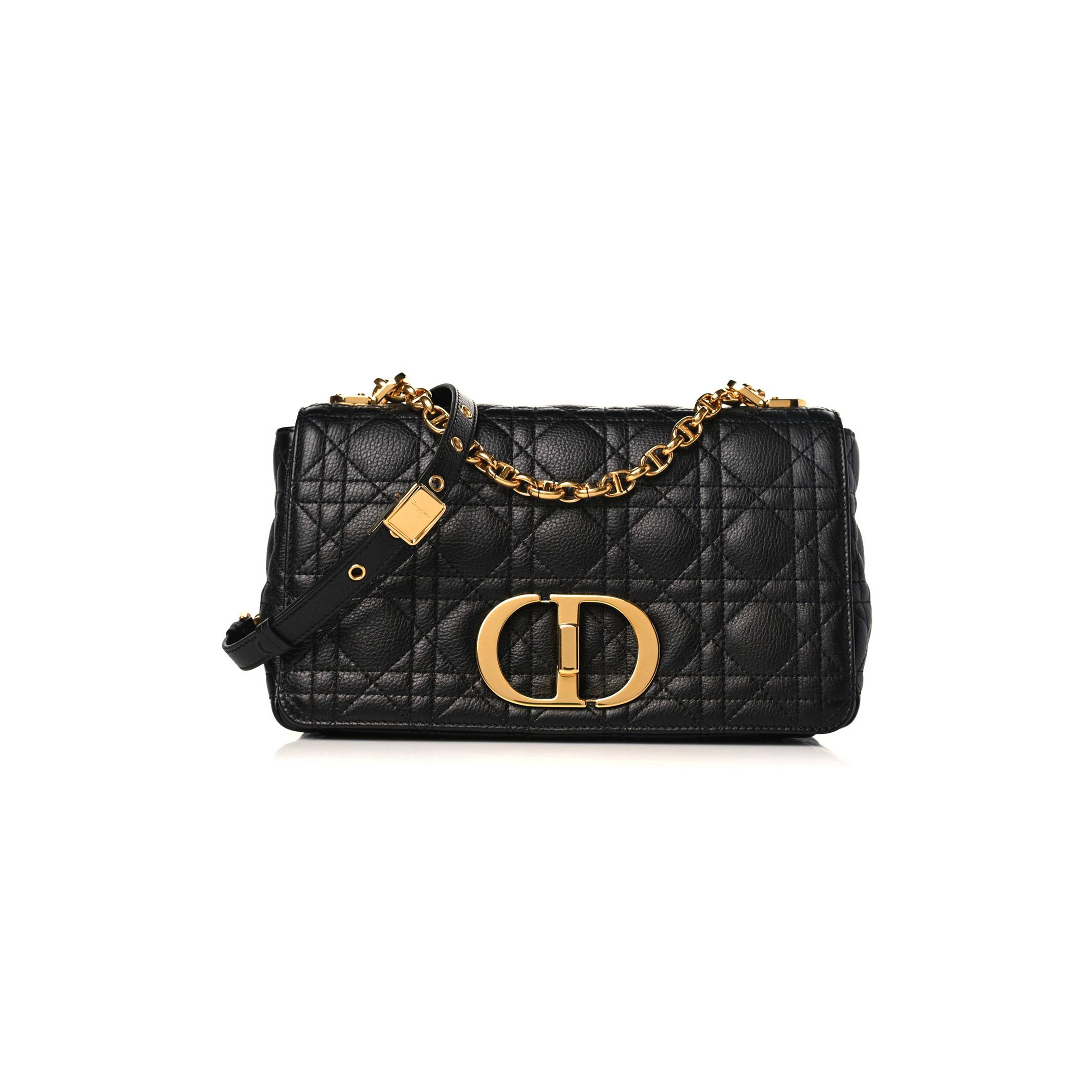 D*or calfskin cannage medium caro bag black (25*15*8.9cm)