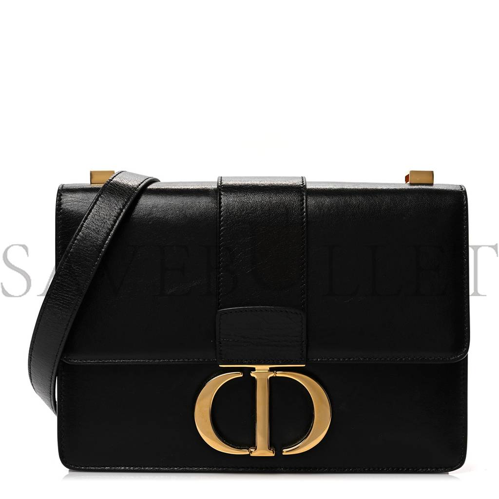 D*or shiny crinkled lambskin 30 montaigne flap bag black (24*18*6.4cm)