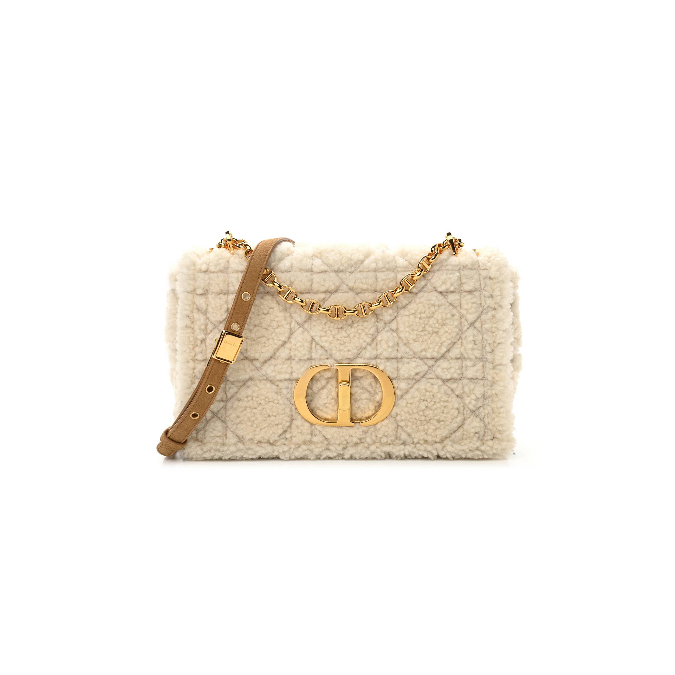 D*or shearling cannage medium caro bag natural (28*17*9.5cm)