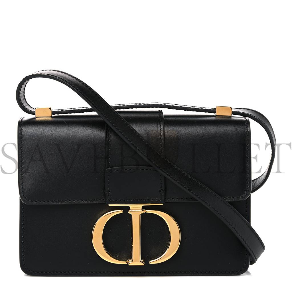 D*or smooth calfskin micro 30 montaigne flap bag black (15*11*4.4cm)