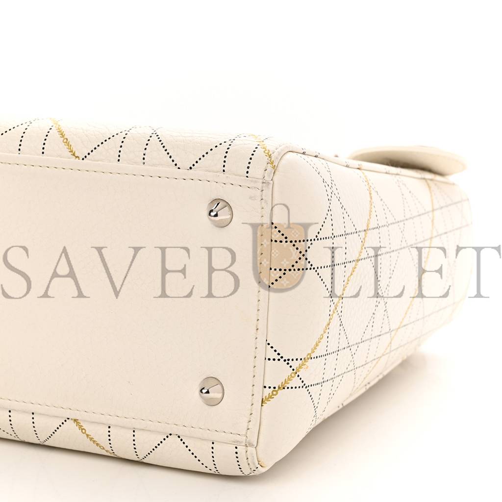 D*or calfskin cannage print medium lady D*or white (23*20*12.1cm)