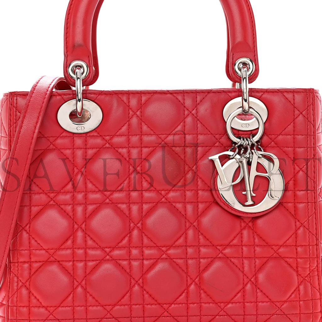 D*or lambskin cannage medium lady D*or red (23*20*12.1cm)