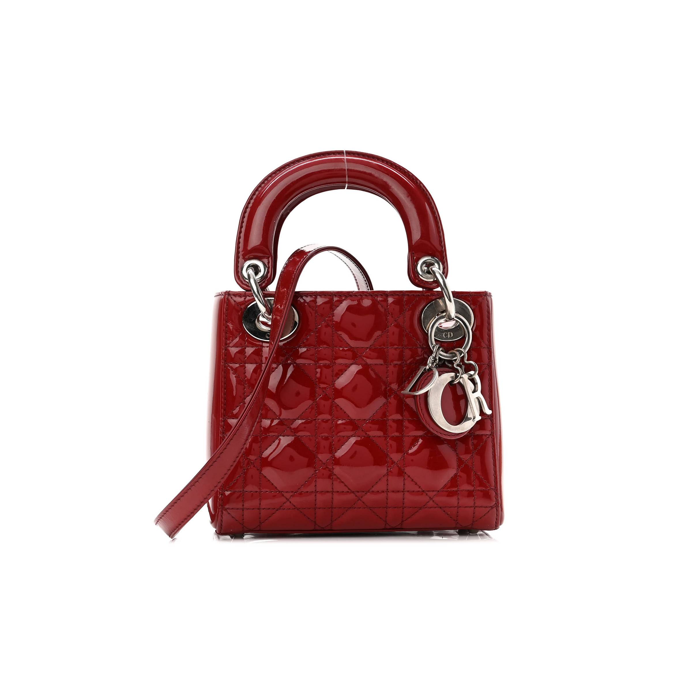 D*or patent cannage mini lady D*or red (17*15*7cm)