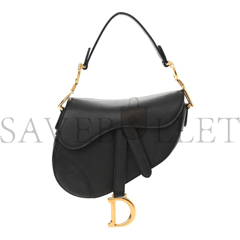 D*or grained calfskin mini saddle bag black (18*16*5.1cm)