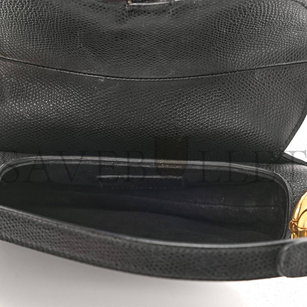 D*or grained calfskin mini saddle bag black (18*16*5.1cm)