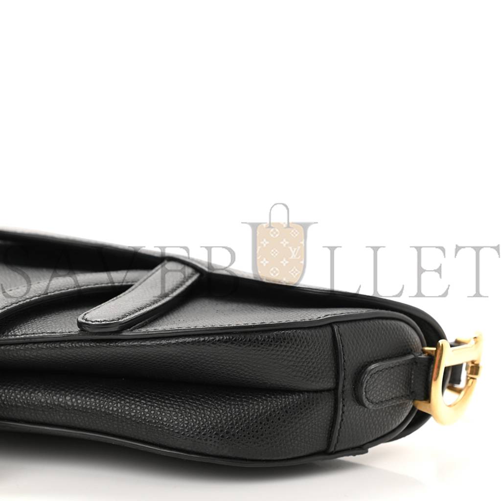 D*or grained calfskin mini saddle bag black (18*16*5.1cm)