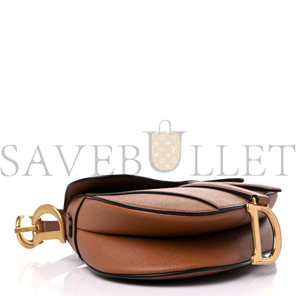 D*or grained calfskin saddle bag camello (24*20*6.4cm)