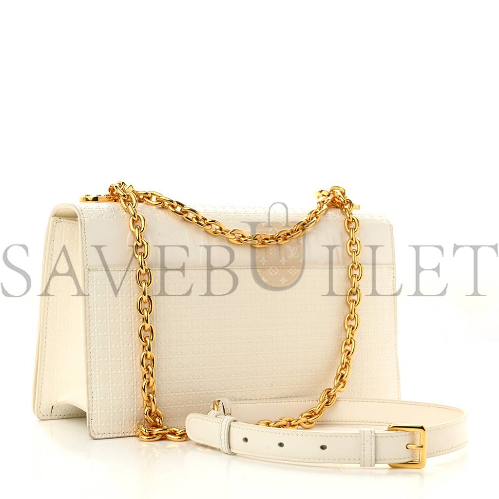 D*or patent micro-cannage 30 montaigne chain flap bag white (25*15*8.3cm)