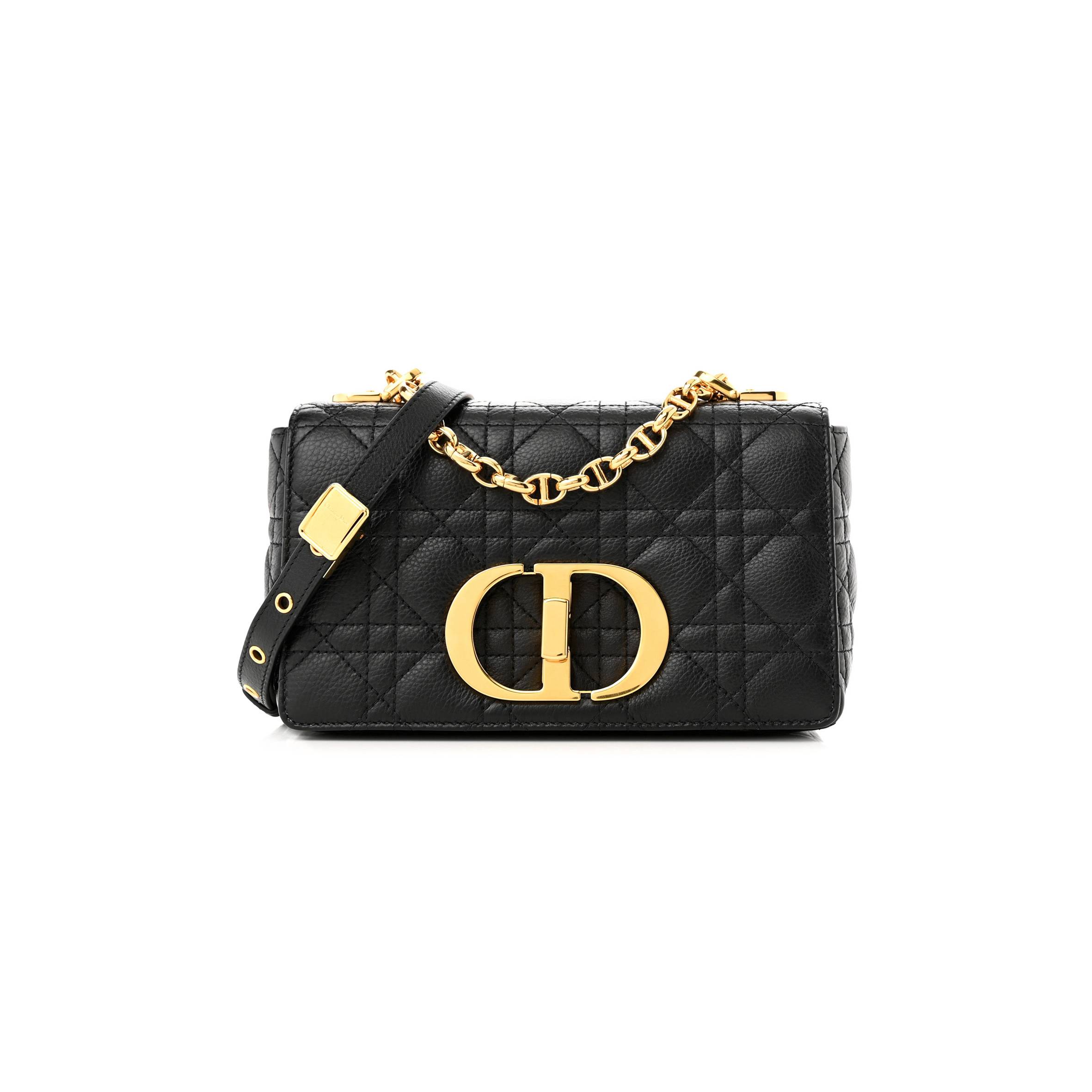 D*or calfskin cannage small caro bag black (20*11*6.4cm)