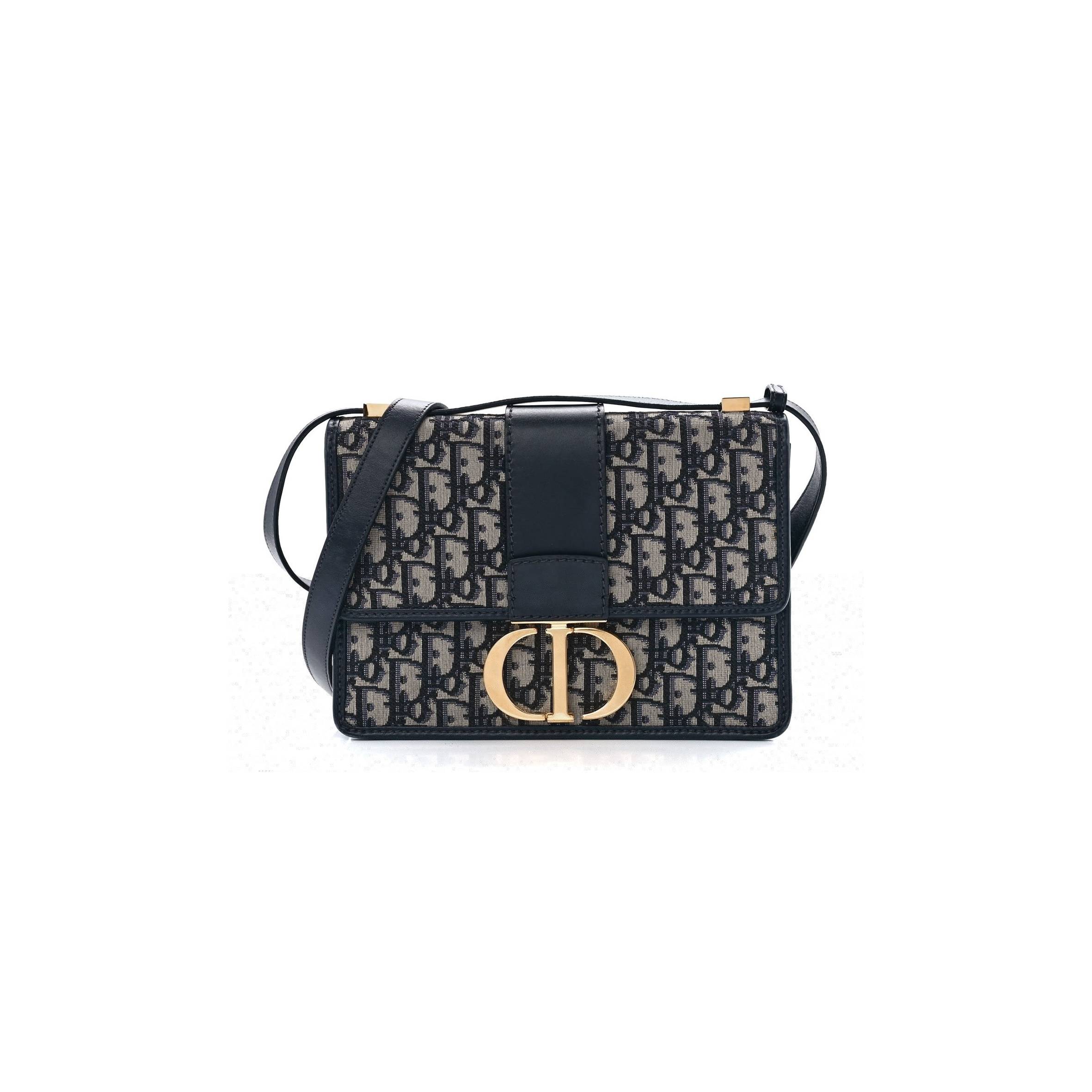 D*or oblique 30 montaigne flap bag blue (24*18*6.4cm)