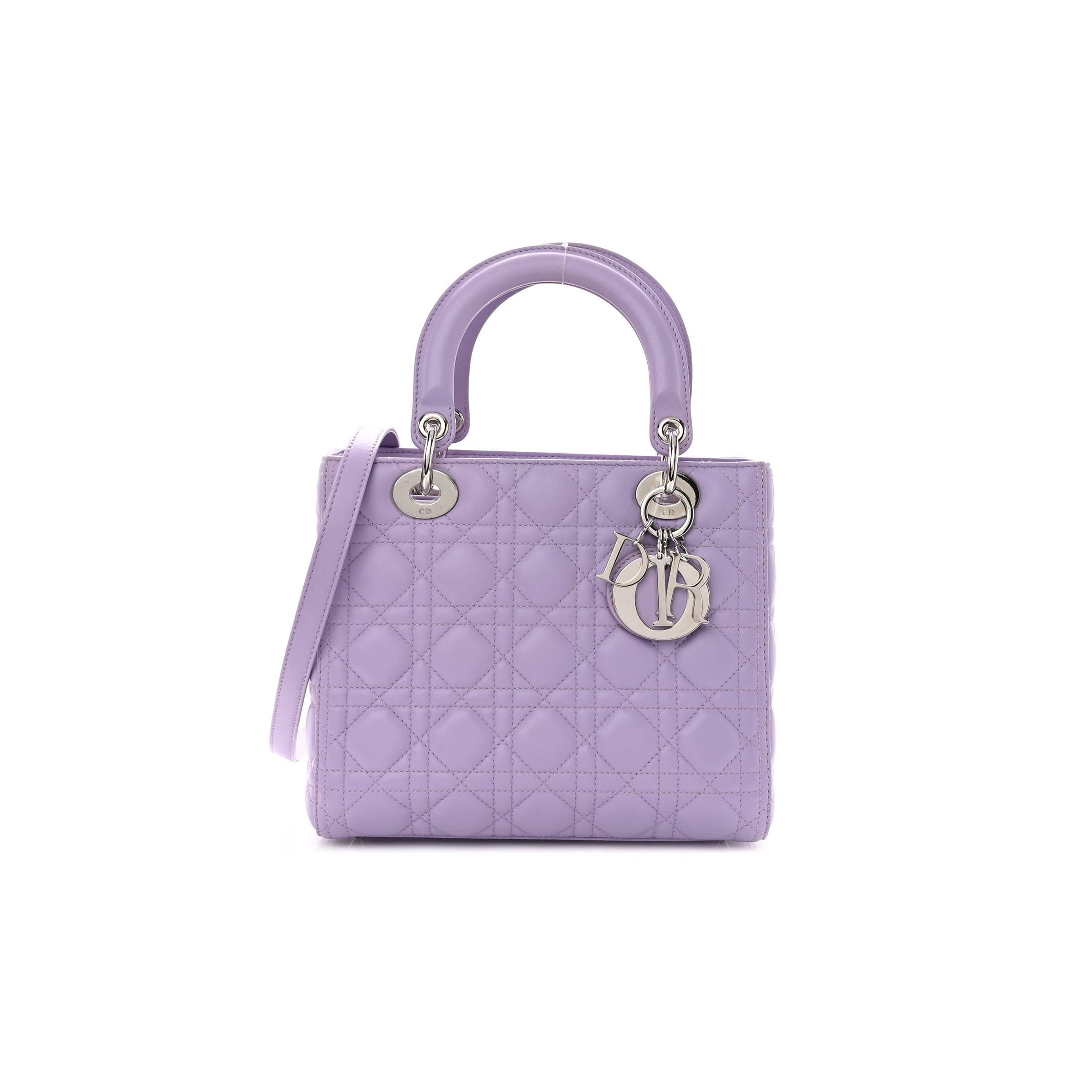 DIOR LAMBSKIN CANNAGE MEDIUM LADY DIOR PURPLE (24*20*10.8cm)