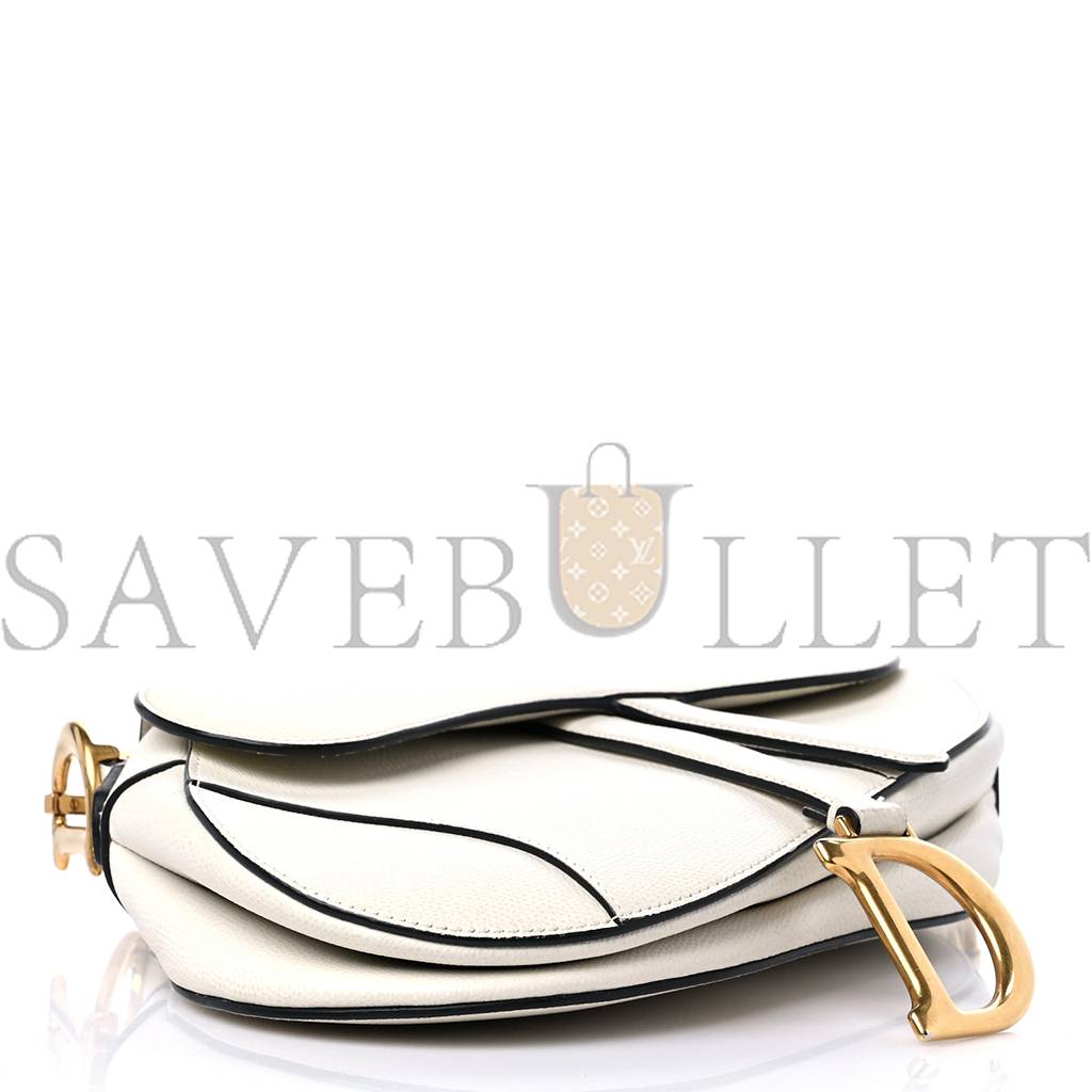 D*or grained calfskin saddle bag white (25*22*5.1cm)