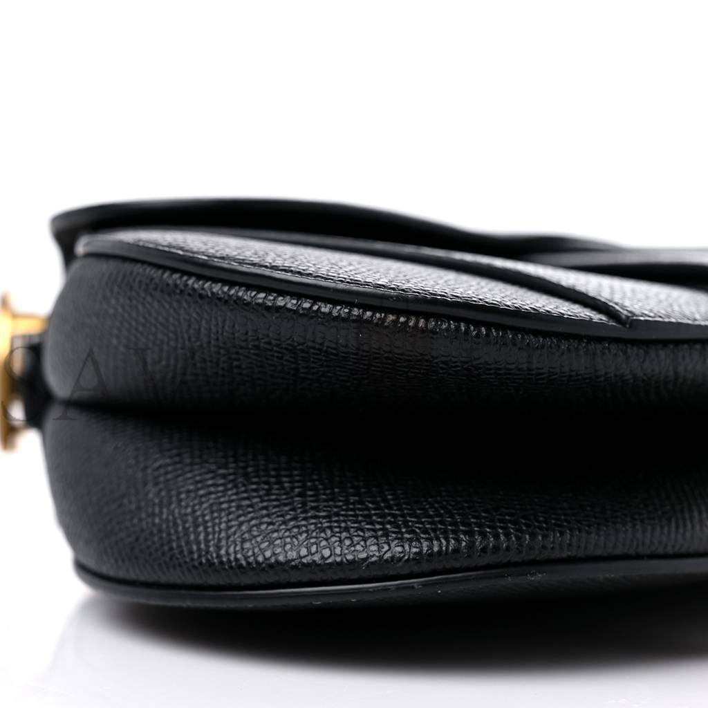 D*or grained calfskin mini saddle bag black (18*15*5.1cm)