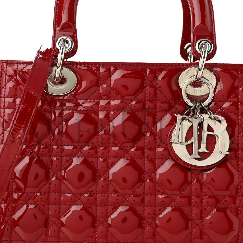 D*or patent cannage medium lady D*or red (23*20*12.1cm)