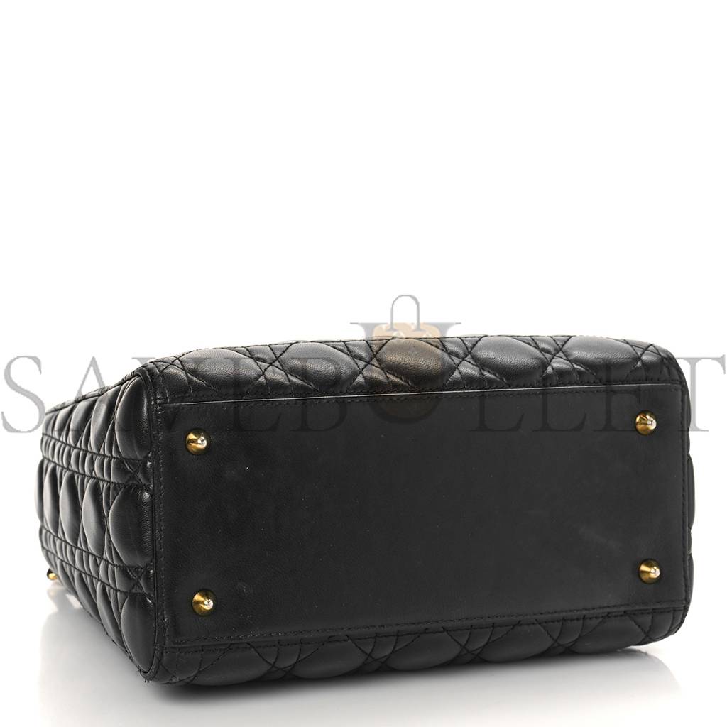 D*or lambskin cannage medium lady D*or black (23*20*12.7cm)