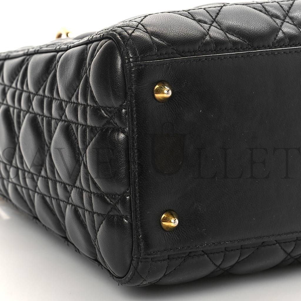 DIOR LAMBSKIN CANNAGE MEDIUM LADY DIOR BLACK (23*20*12.7cm)