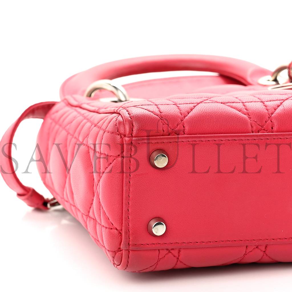 D*or lambskin cannage mini lady D*or fuchsia (17*15*7cm)