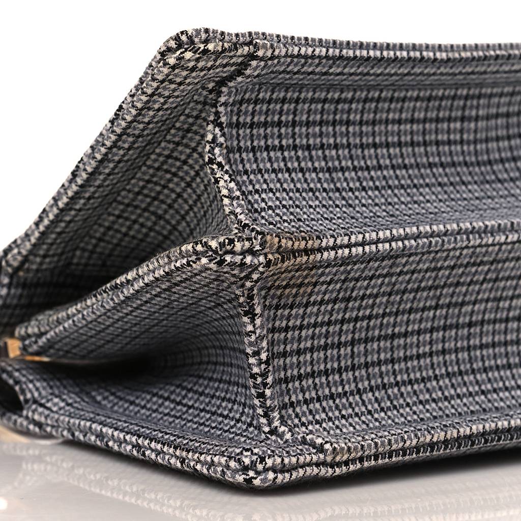 F**di wool fabric jacquard cuoio houndstooth ff 1974 petite peekaboo i see u satchel grey black (20*15*11cm)