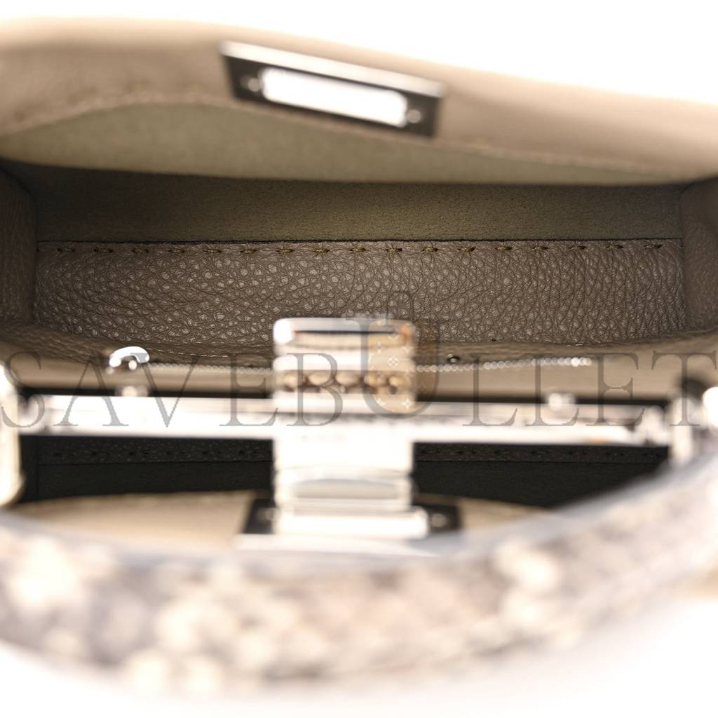 F**di cuoio romano python selleria mini peekaboo iconic satchel corda white (23*18*11cm)