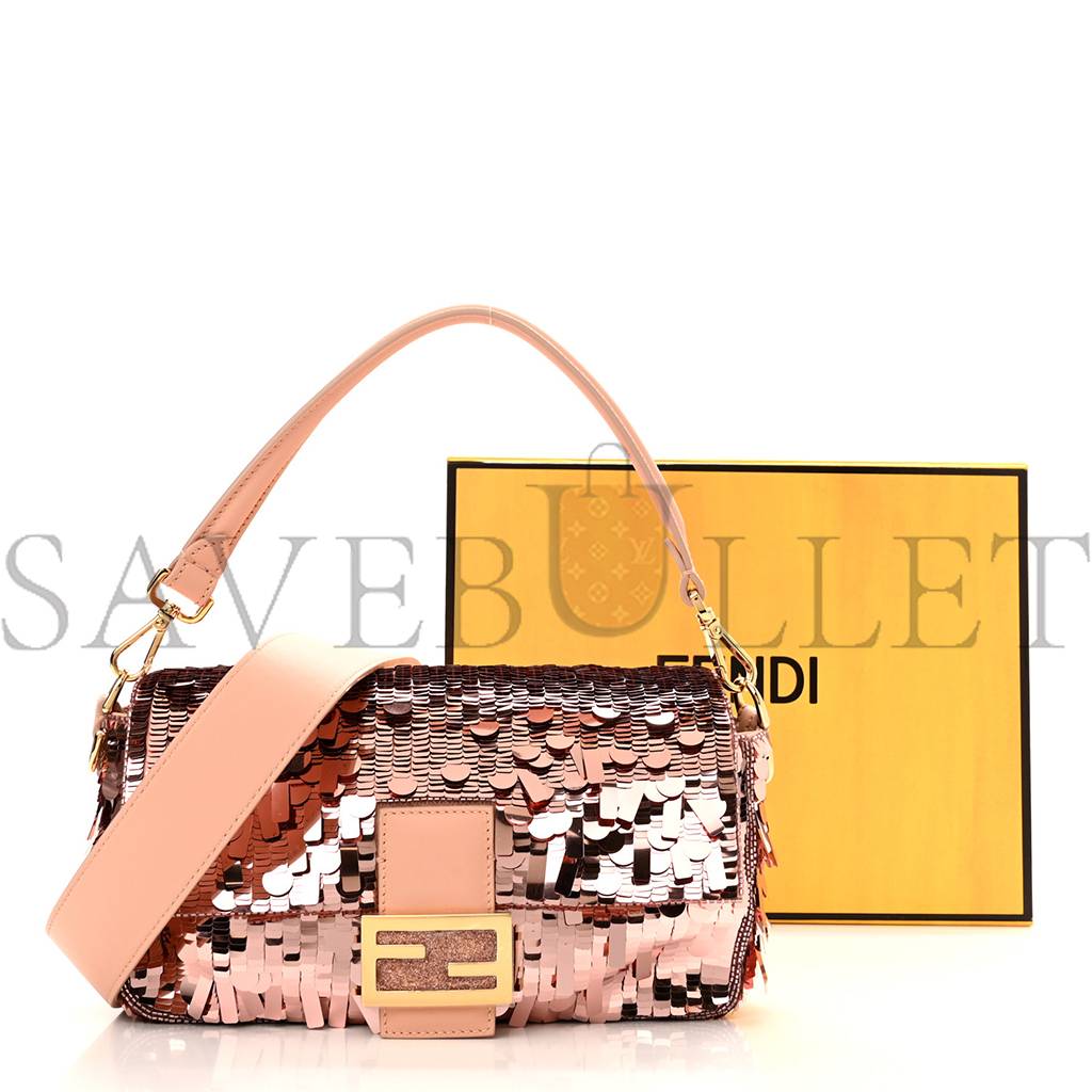 F**di sequin paillettes vitello grace sex and the city baguette baby pink (27*15*6cm)