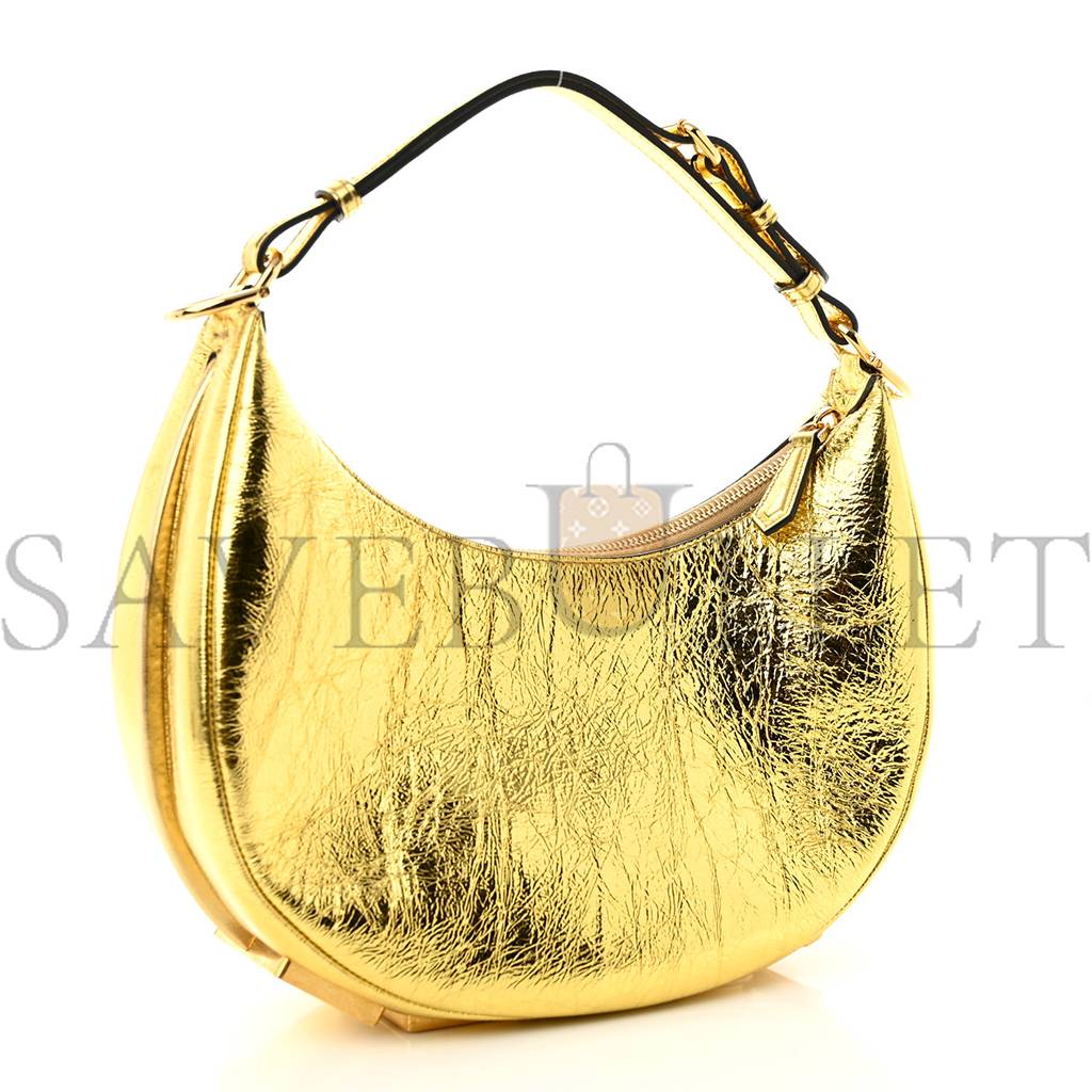 F**di laminated craquele lambskin small F**digraphy hobo gold (27*23*10cm)