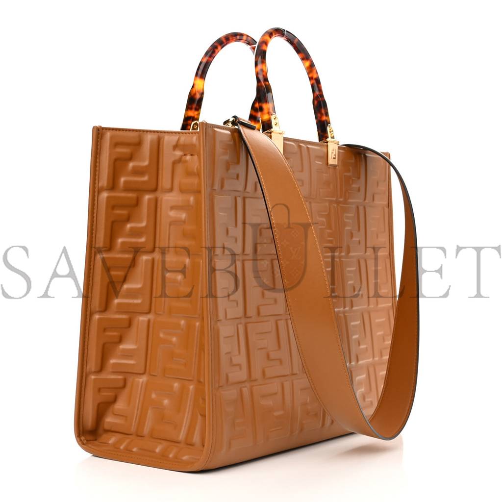 F**di vitello plexiglass ff embossed medium F**di sunshine shopper tote caramello (35*31*17cm)