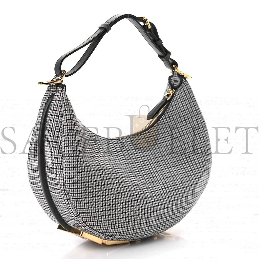 F**di wool houndstooth small F**digraphy hobo bag grigio anthracite (28*23*8cm)