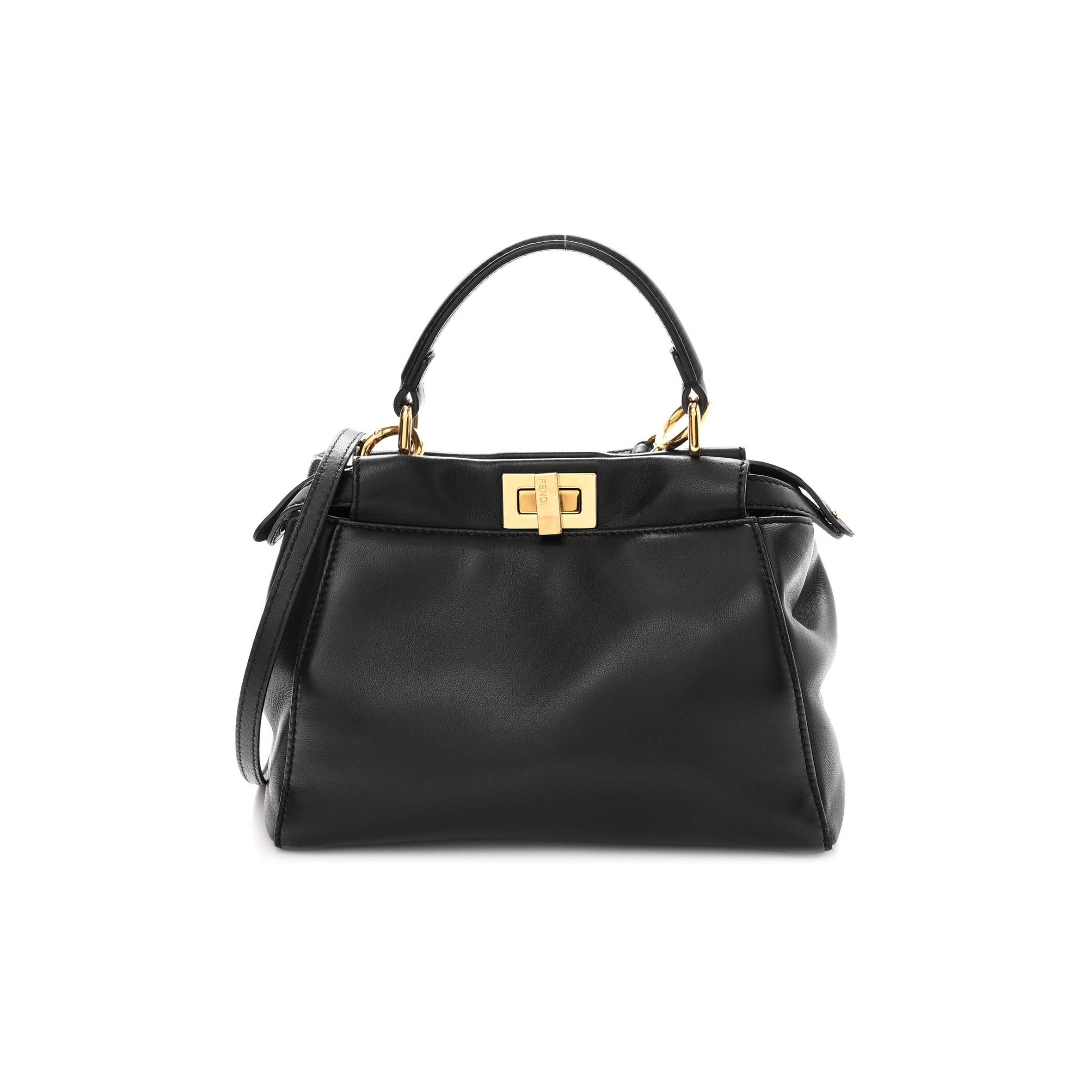 F**di nappa mini peekaboo iconic satchel black (23*17*11cm)