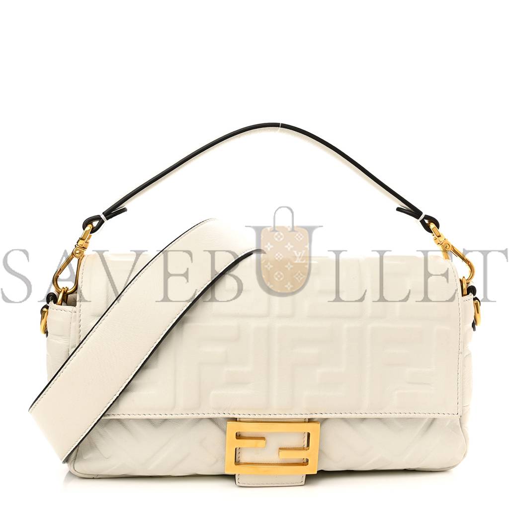 F**di nappa ff 1974 embossed baguette white (25*20*8cm)