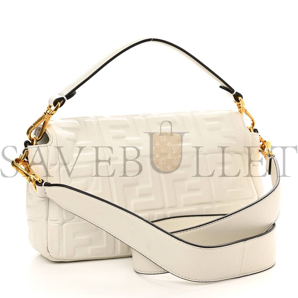 F**di nappa ff 1974 embossed baguette white (25*20*8cm)