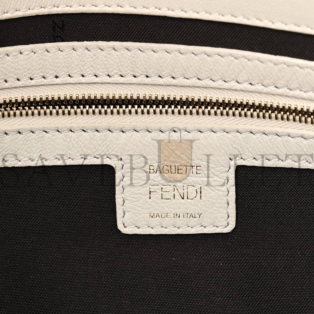 F**di nappa ff 1974 embossed baguette white (25*20*8cm)