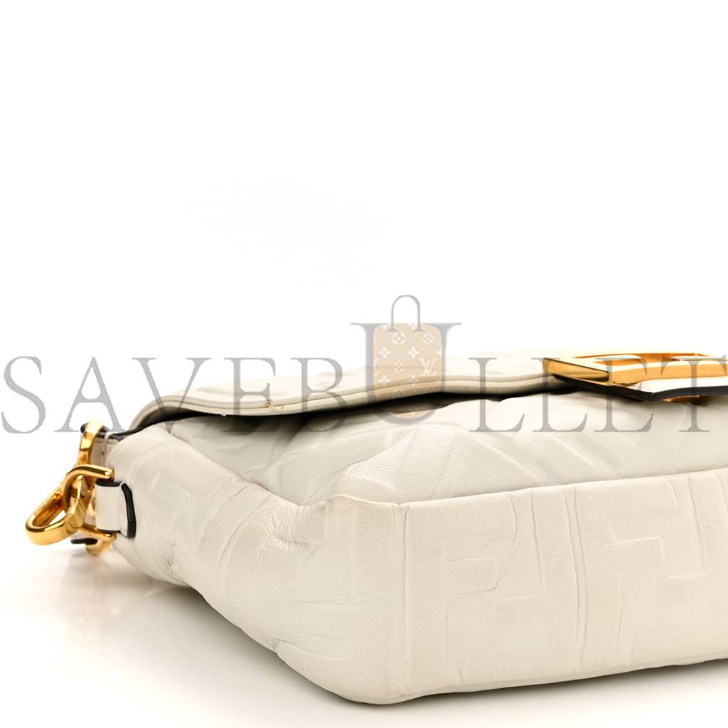 F**di nappa ff 1974 embossed baguette white (25*20*8cm)