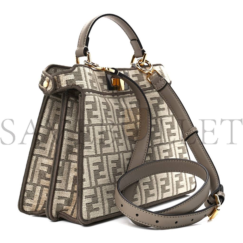 F**di chenille vitello seta ff small peekaboo i see u satchel tortora nuvola (41*29*15cm)