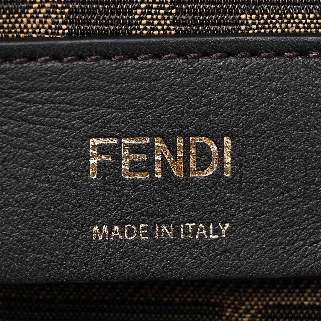 FENDI VITELLO KING PLEXIGLASS LOGO EMBOSSED MINI BY THE WAY TOP HANDLE BOSTON BAG CARAMELLO (18*11*8cm)