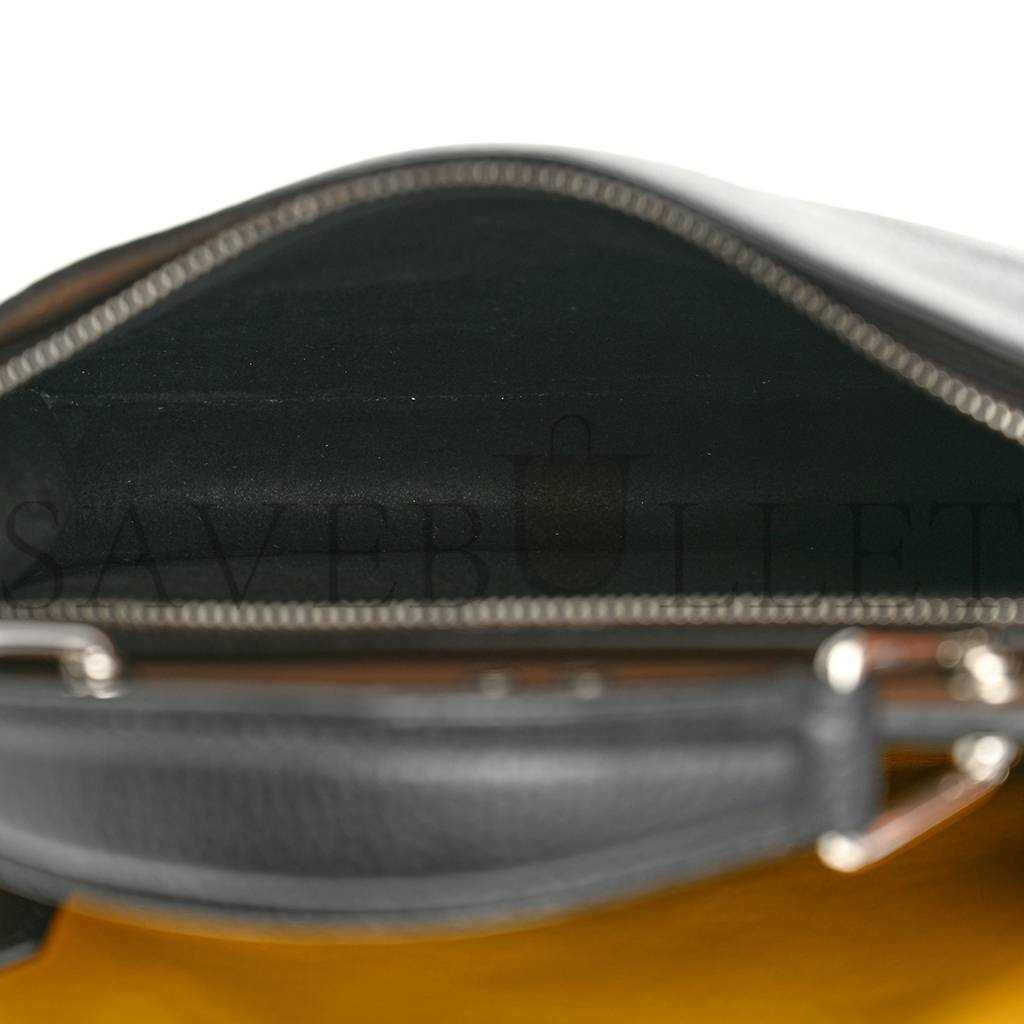 F**di cuoio romano vitello grace light glazed fabric bi-color ff 1974 mini peekaboo i see u satchel black (25*20*9cm)