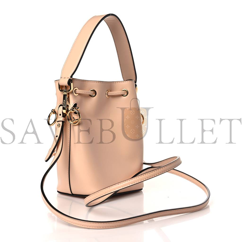 F**di vitello king f is F**di logo embossed mini mon tresor bucket bag light rose (11*10*10cm)