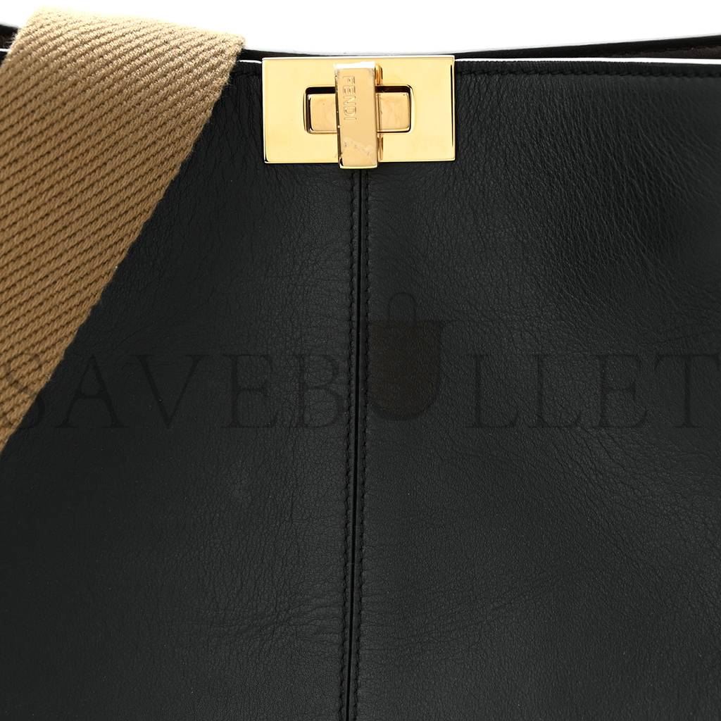 F**di vitello seta glazed fabric ff 1974 medium peekaboo x-lite black (29*25*14cm)