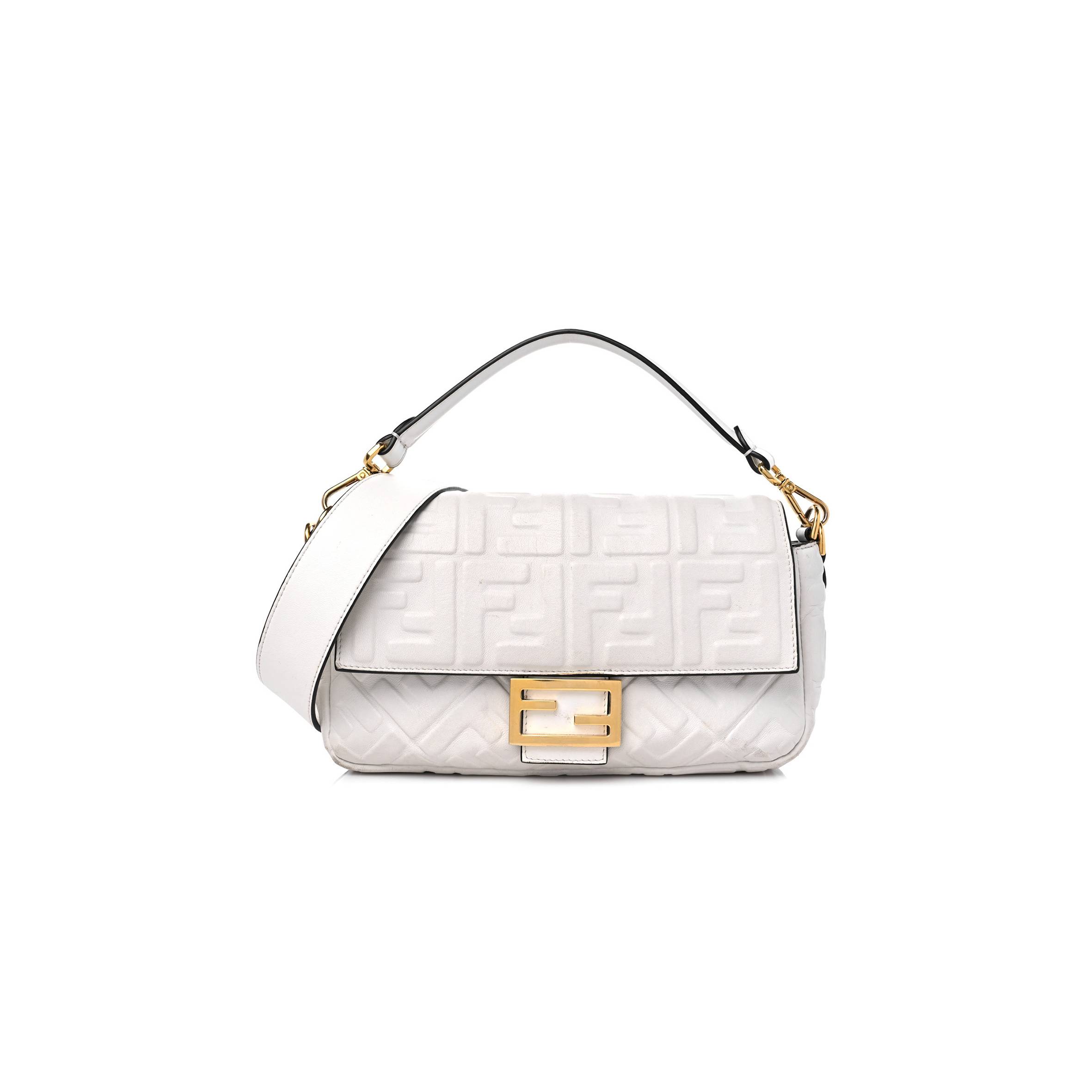 F**di nappa ff 1974 embossed baguette white (27*15*5cm)