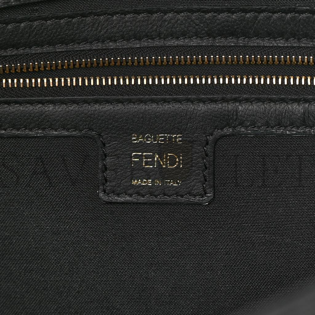 F**di nappa ff 1974 embossed large baguette black (32*20*6cm)