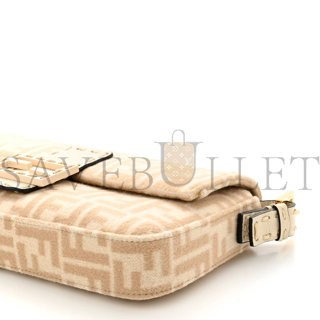 F**di wool cuoio romano selleria ff 1974 baguette 1997 beige cammello camelia (27*14*4cm)