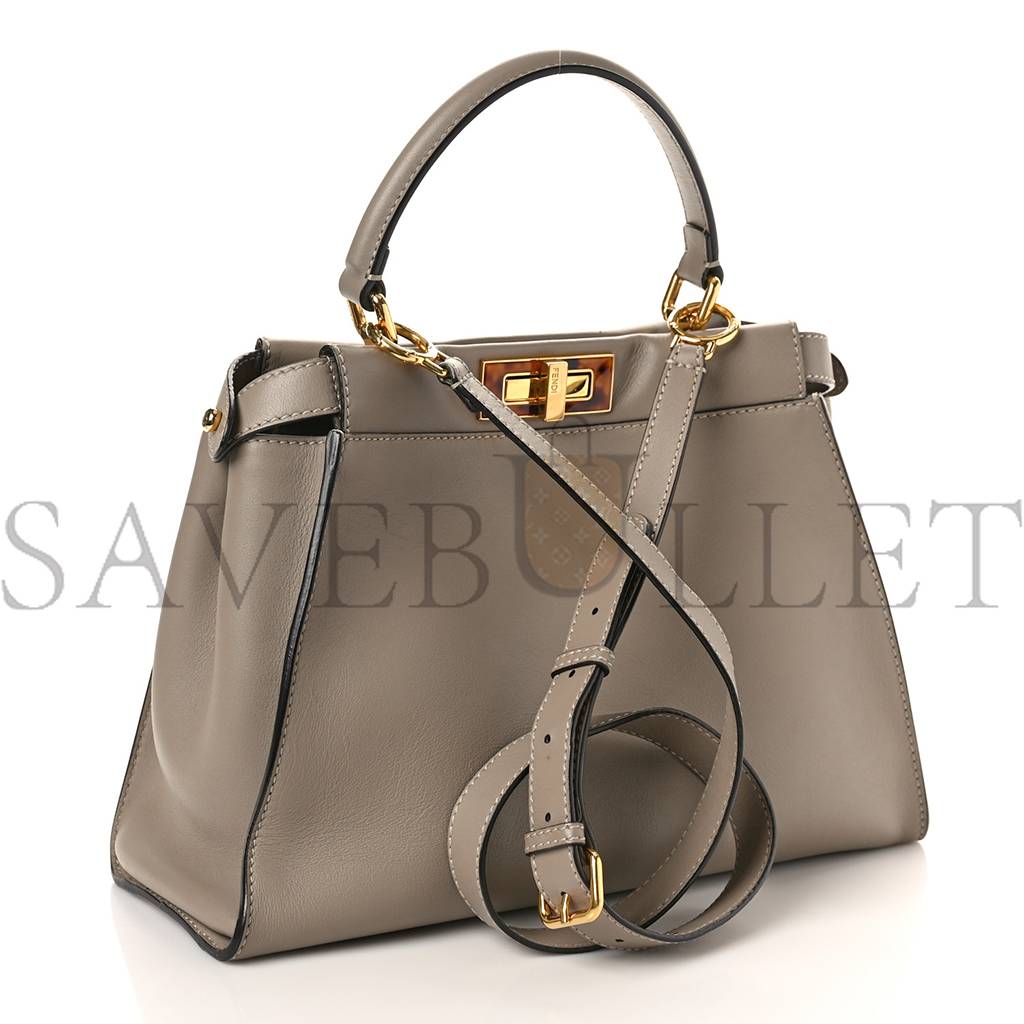 F**di vitello seta plexiglass tortoise medium peekaboo iconic satchel tortora (33*25*13cm)