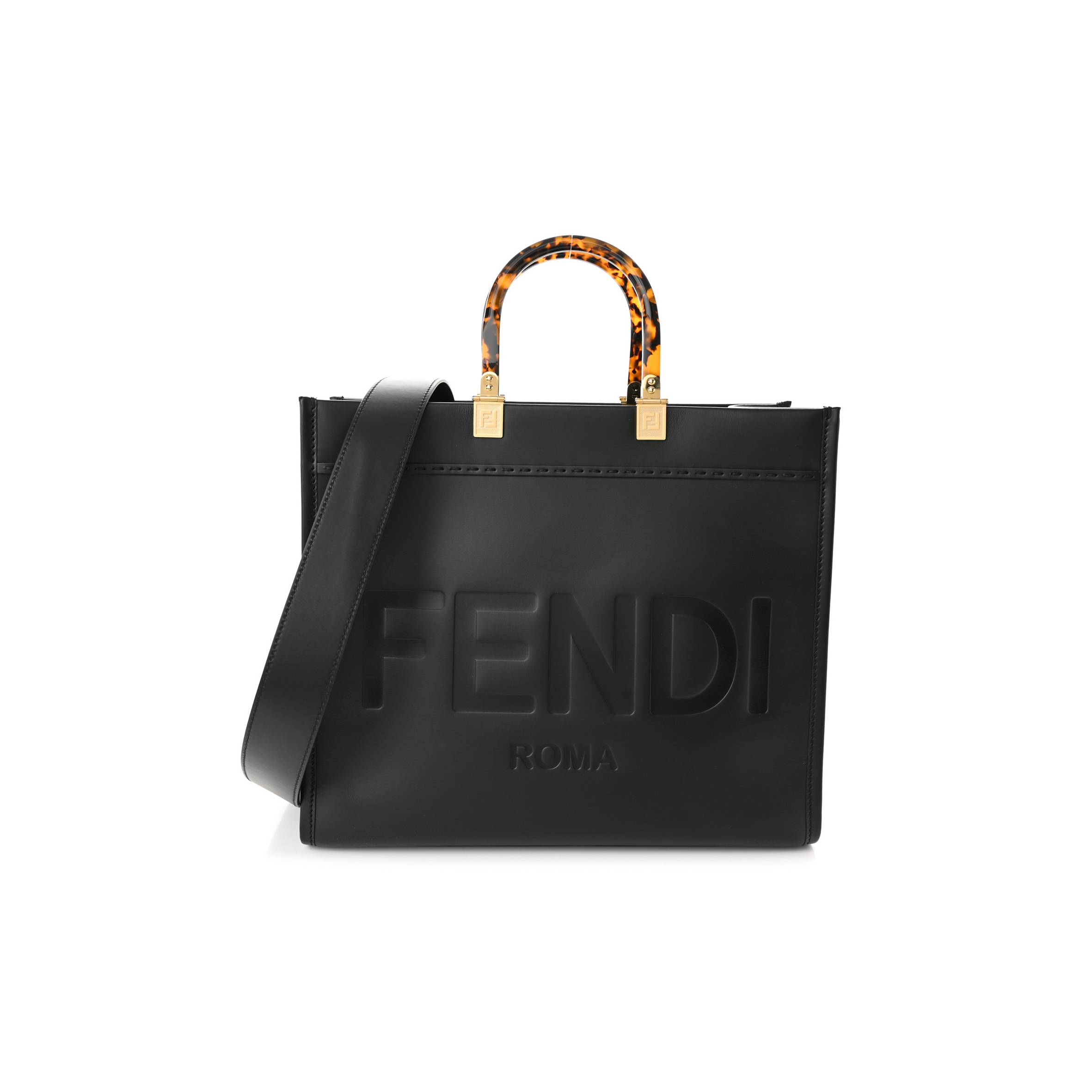 F**di vitello king plexiglass medium F**di sunshine shopper tote black (14*12*6cm)