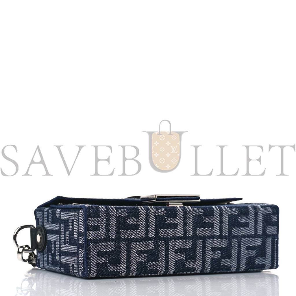 F**di fabric jacquard reactive jean denim vitello cover ff baguette soft trunk blue black (21*12*6cm)